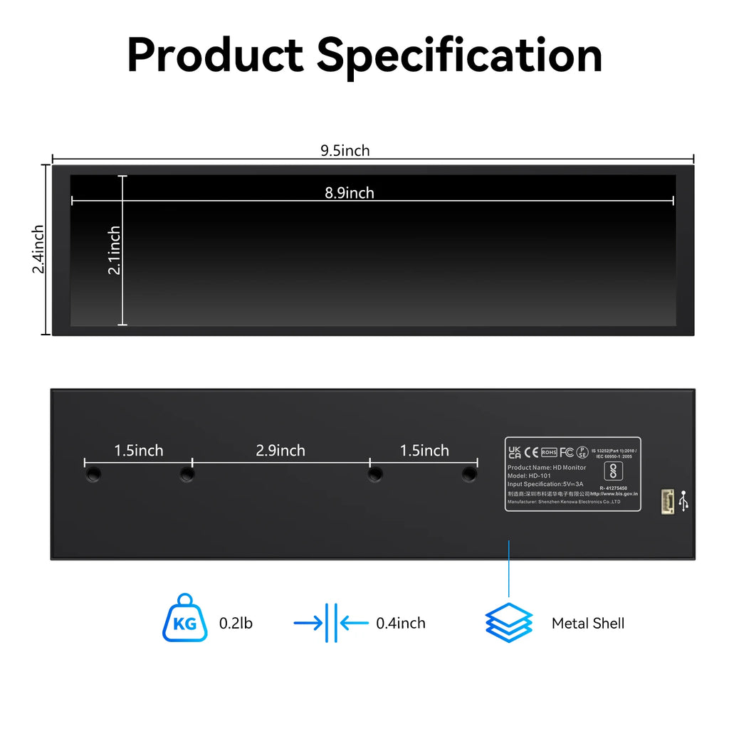 VYRO Pulse™ — 9.16" PC Display Screen