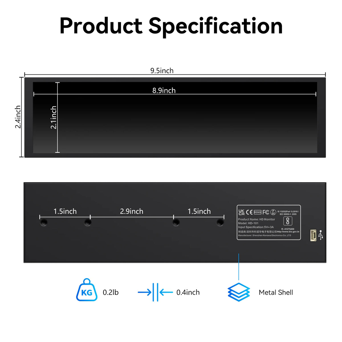 VYRO Pulse™ — 9.16" PC Display Screen